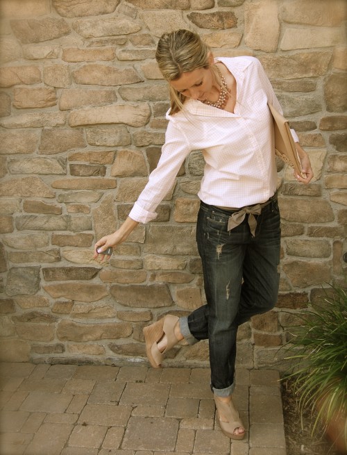 gingham shirt & boyfriend jeans