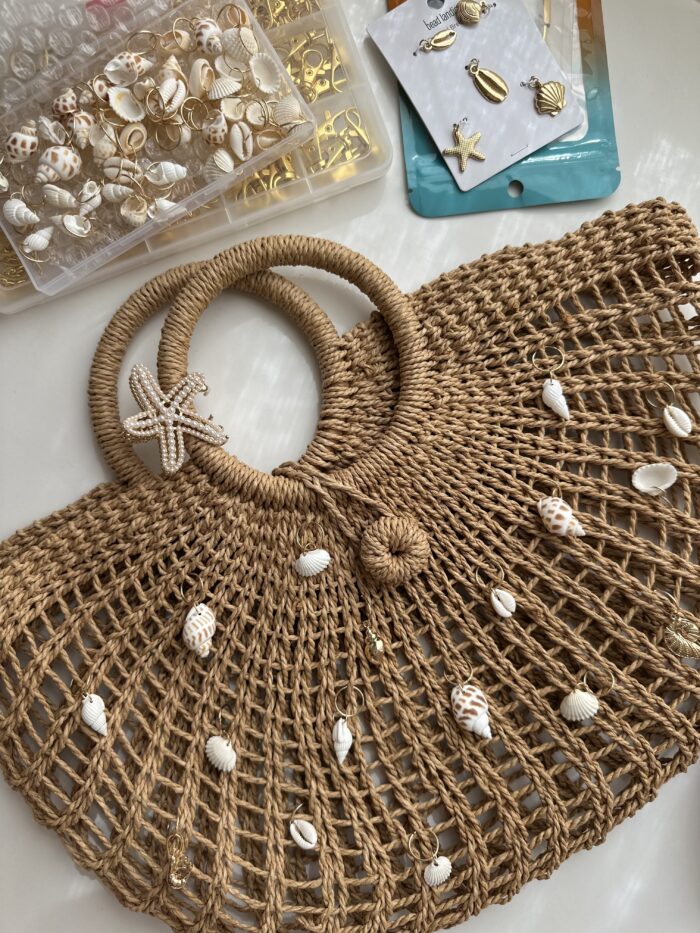DIY shell beach bag